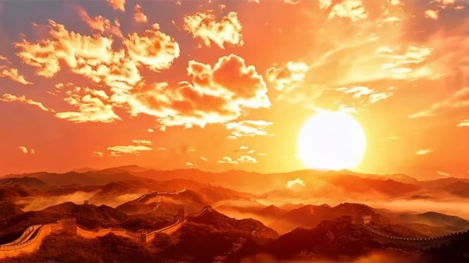 山峰云海日出背景循环