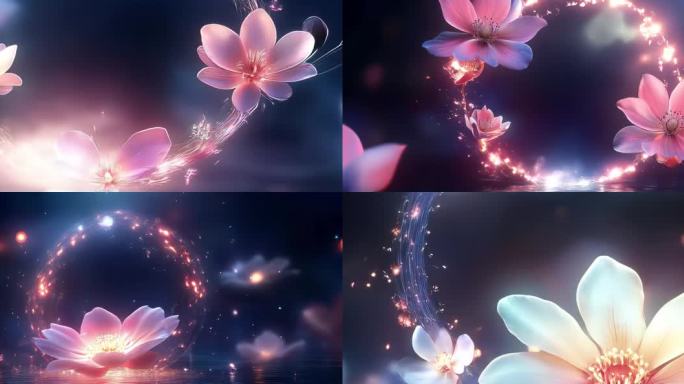浪漫梦幻花卉粒子特效唯美花朵光效绽放
