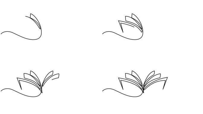 连续线条绘制的打开书本 单线矢量绘图 教育概念的单线矢量背景，面向世界。