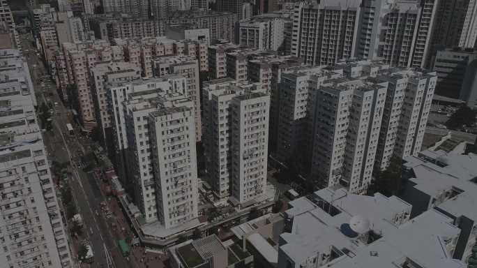 香港高密度住宅区鸟瞰
