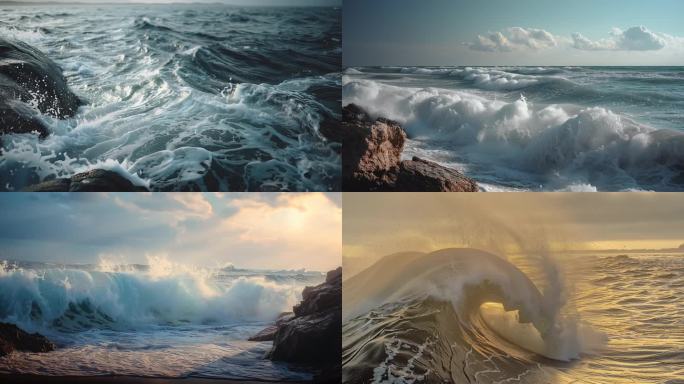 波涛汹涌 海浪拍击