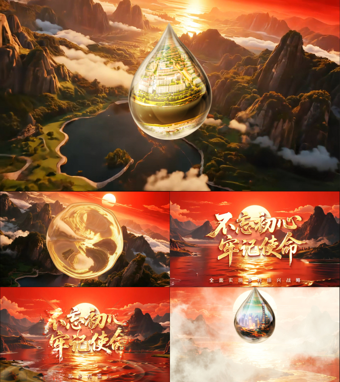 红色系水滴下落图片展示片头【无插件】