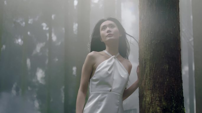 森林秘境中的神秘女子 森林漫步