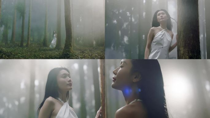 森林秘境中的神秘女子 森林漫步