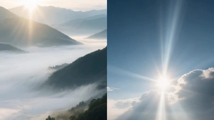 云雾缭绕的山间日出