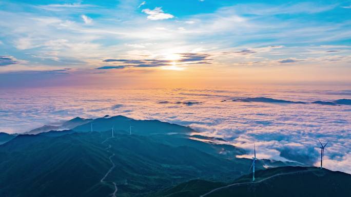 江西抚州相山日出云海风车星空延时合集