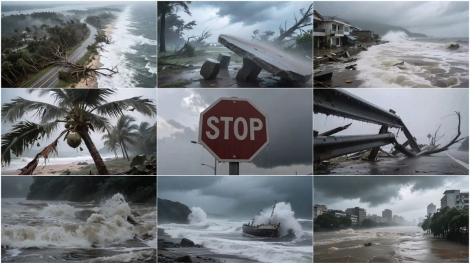 台风恶劣天气狂风暴雨强降雨海啸大风水灾