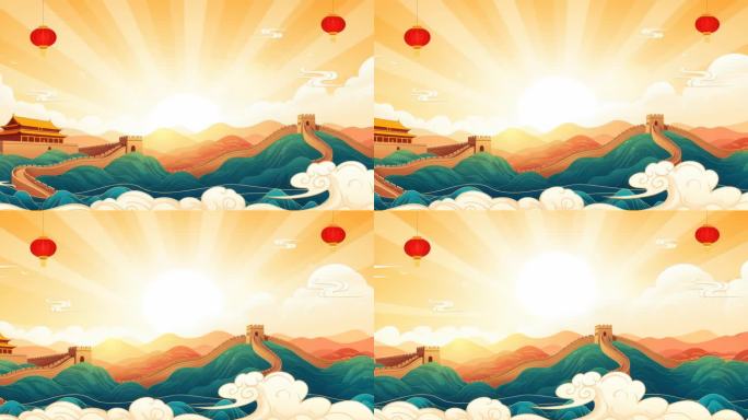 古风长城日出东方动画