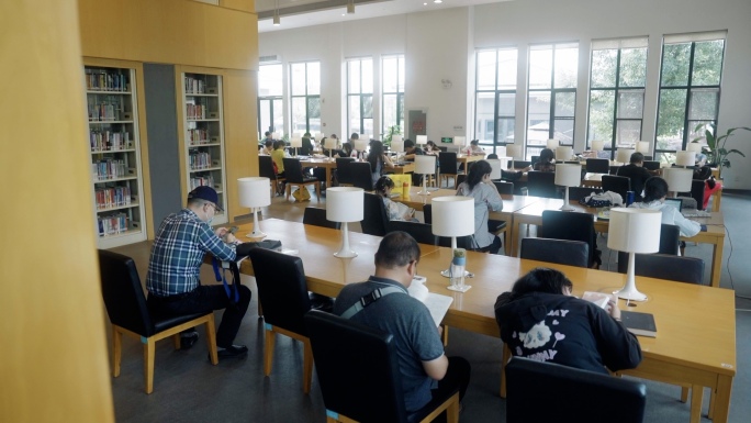 公共图书馆 小朋友认真学习看书 阅读人群