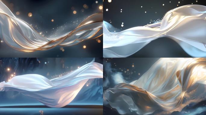 梦幻丝绸飘动粒子光斑合集4K