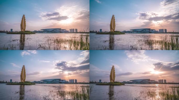 6K延时摄影成都郫都科幻馆菁蓉湖金色梦想