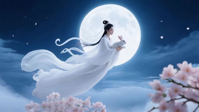 唯美嫦娥仙子奔月中秋节月亮玉兔素材合集