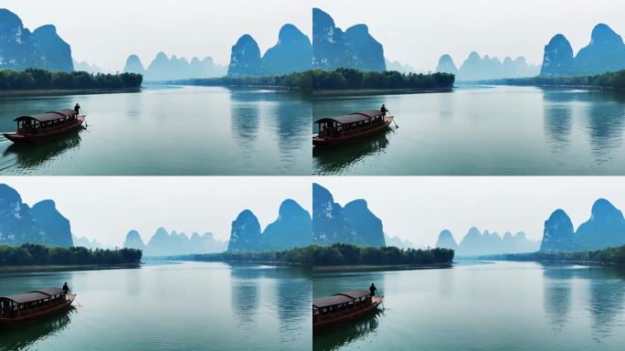 漓江山水间的舟行画卷