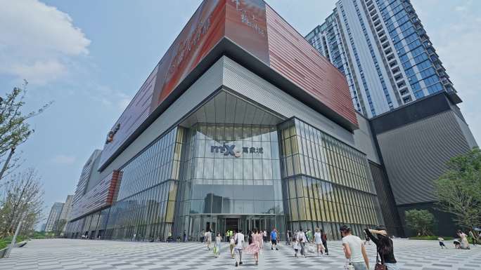 郑州郑东万象城开业航拍人流延时