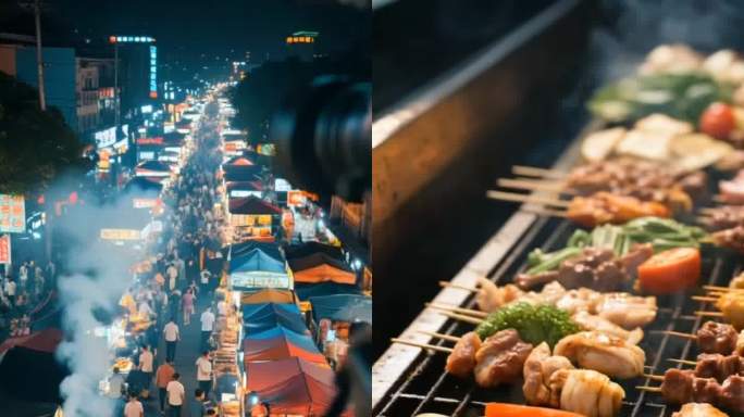 热闹的夜市美食街