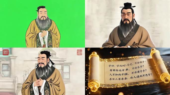 孔子肖像合集 卷轴论语 儒家国学 圣人