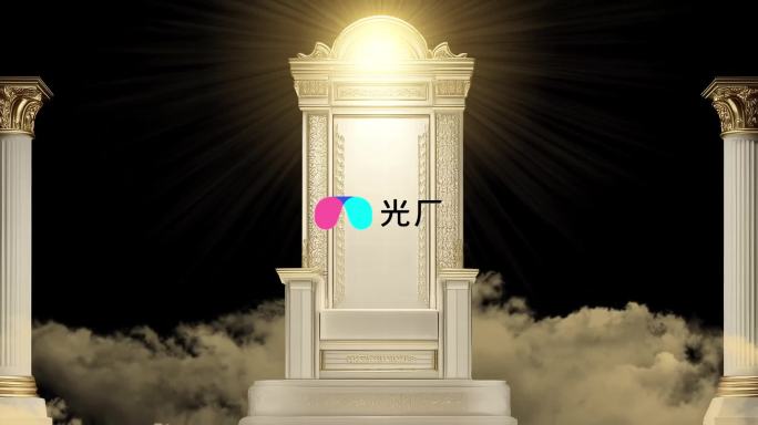 8k唯美光柱场景 云雾缭绕的罗马柱