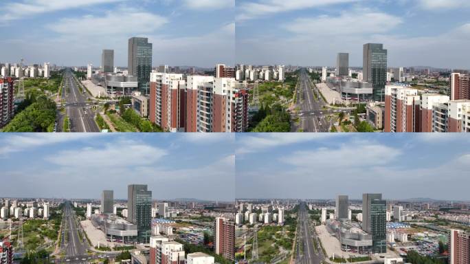 晴朗天空城市街景航拍