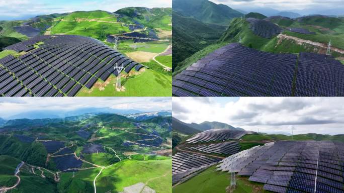 山地光伏建设航拍大凉山太阳能光伏电站