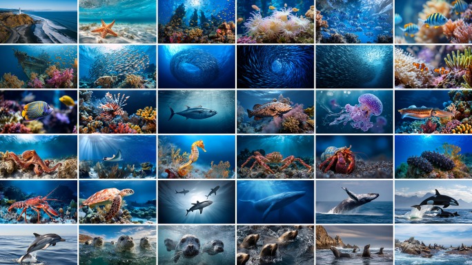 海洋生物合集海底世界海底生态鱼群水下摄影