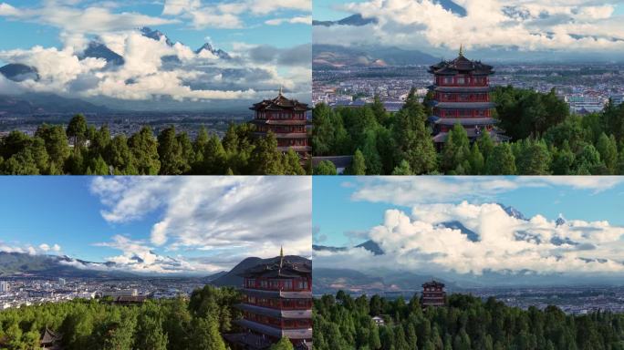 丽江万古楼玉龙雪山航拍