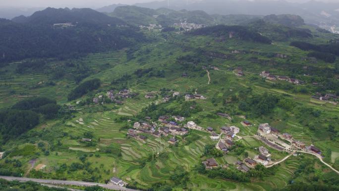 贵州乡村 梯田村落自然风光航拍