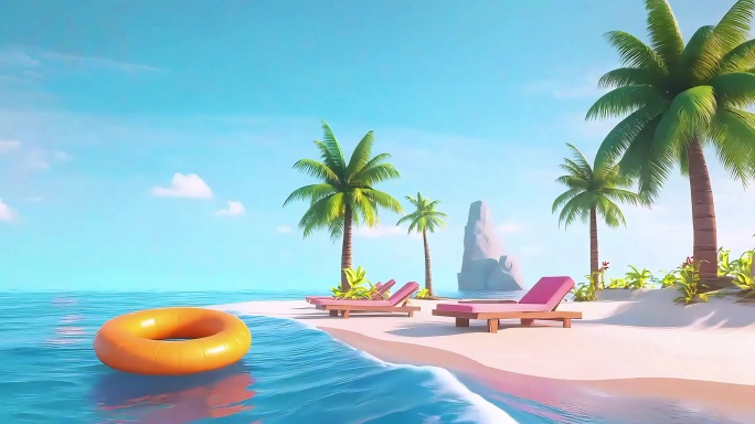 夏日阳光沙滩卡通背景