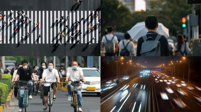4k人潮行人人流城市街道​​行走脚步人群