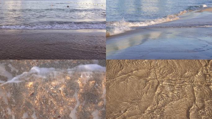 【4k】阳光下的海浪 沙滩 泳池