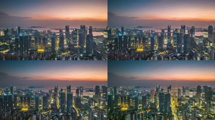 深圳南山前海自贸区桂湾建筑群大气航拍延时