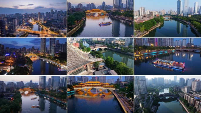 成都九眼桥安顺廊桥夜游锦江夜景锦江风光