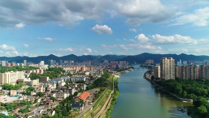 景德镇航拍昌江河一江两岸航拍大景