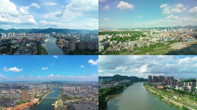 景德镇航拍昌江河一江两岸航拍大景