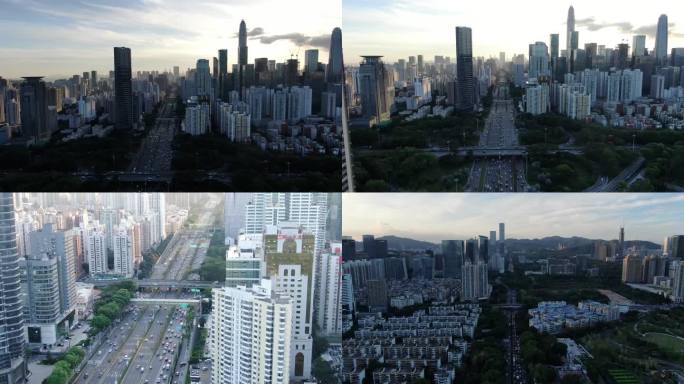 深圳中心区航拍车流车水马龙粤港澳商业中心