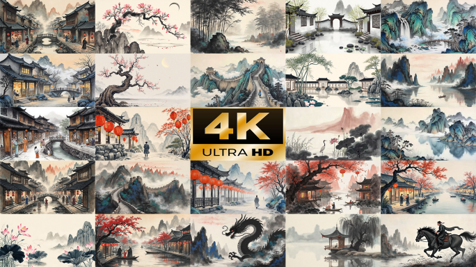【4K合集】水墨国风山水意境