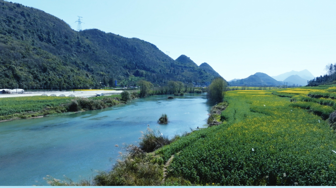 罗平航拍 田园风光 瀑布 自然风景