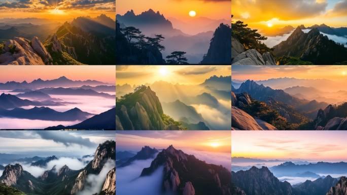 云雾缭绕的山峰日出壮丽山河的自然风光