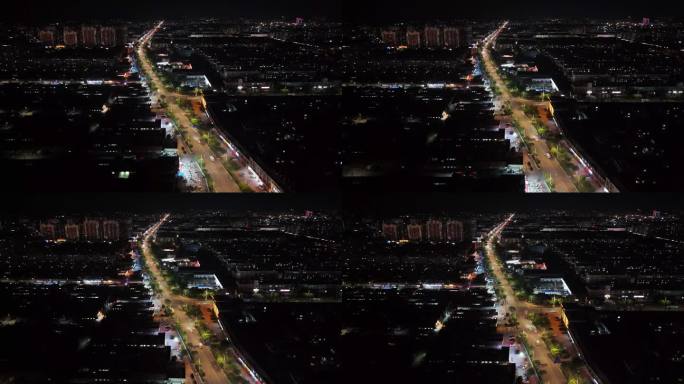 城市夜景车流航拍