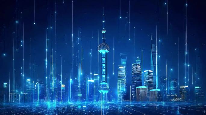 科技背景 蓝色粒子科技人工智能背景