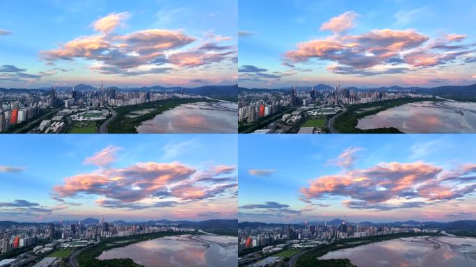 4K航拍深圳黄昏时分