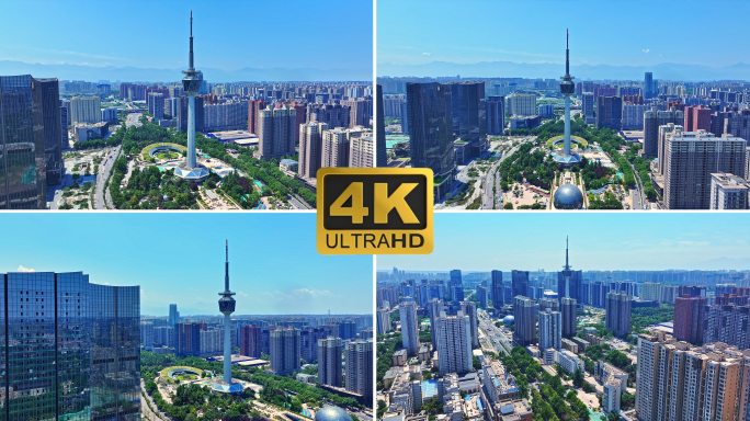 西安电视塔航拍4k