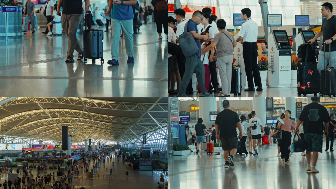 机场大厅机场人流延时机场值机商务出行升格