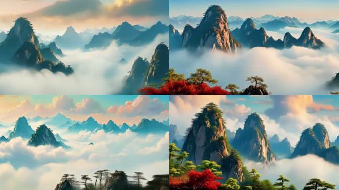 云雾缭绕的山峰美景