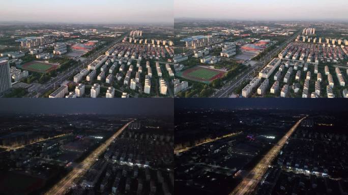 城市建筑群日夜交替