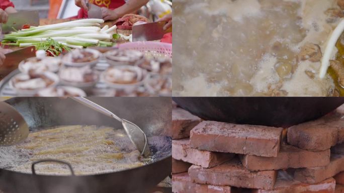 乡村婚礼布置农村传统红事大席美食制作