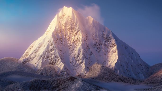 【4K】雪山日出日照金山唯美雪山