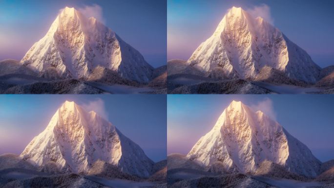 【4K】雪山日出日照金山唯美雪山