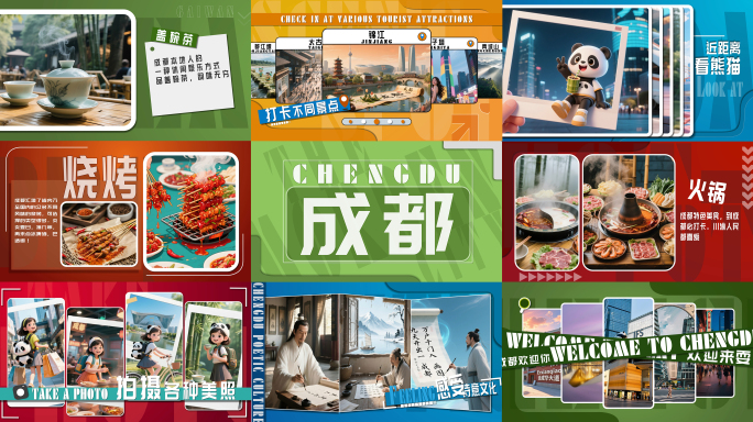 成都美食旅游快闪片头活动预告图片展示集锦