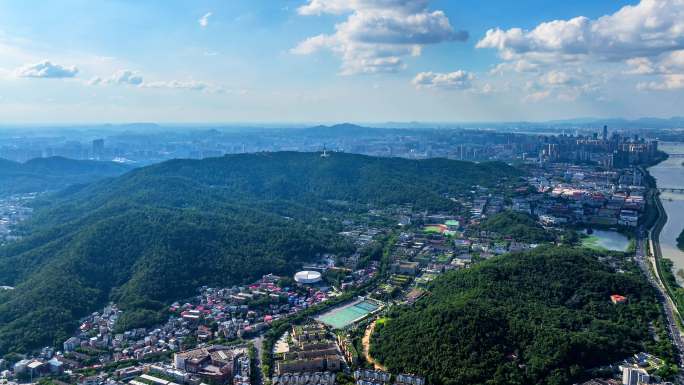 长沙岳麓山风光航拍延时