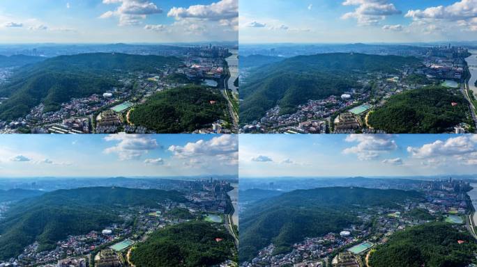 长沙岳麓山风光航拍延时